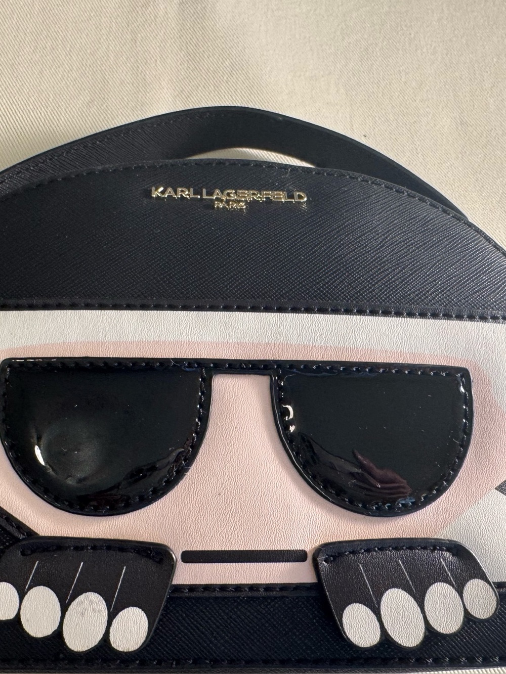 Karl Lagerfeld Black & Blush Novelty Sunglasses-Face Crossbody Bag